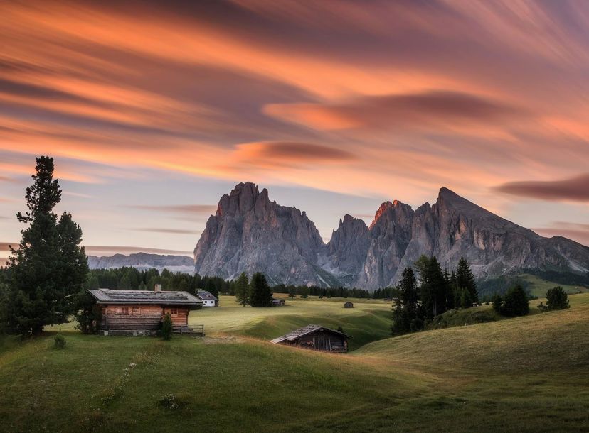 The Seiser Alm in the evening glow